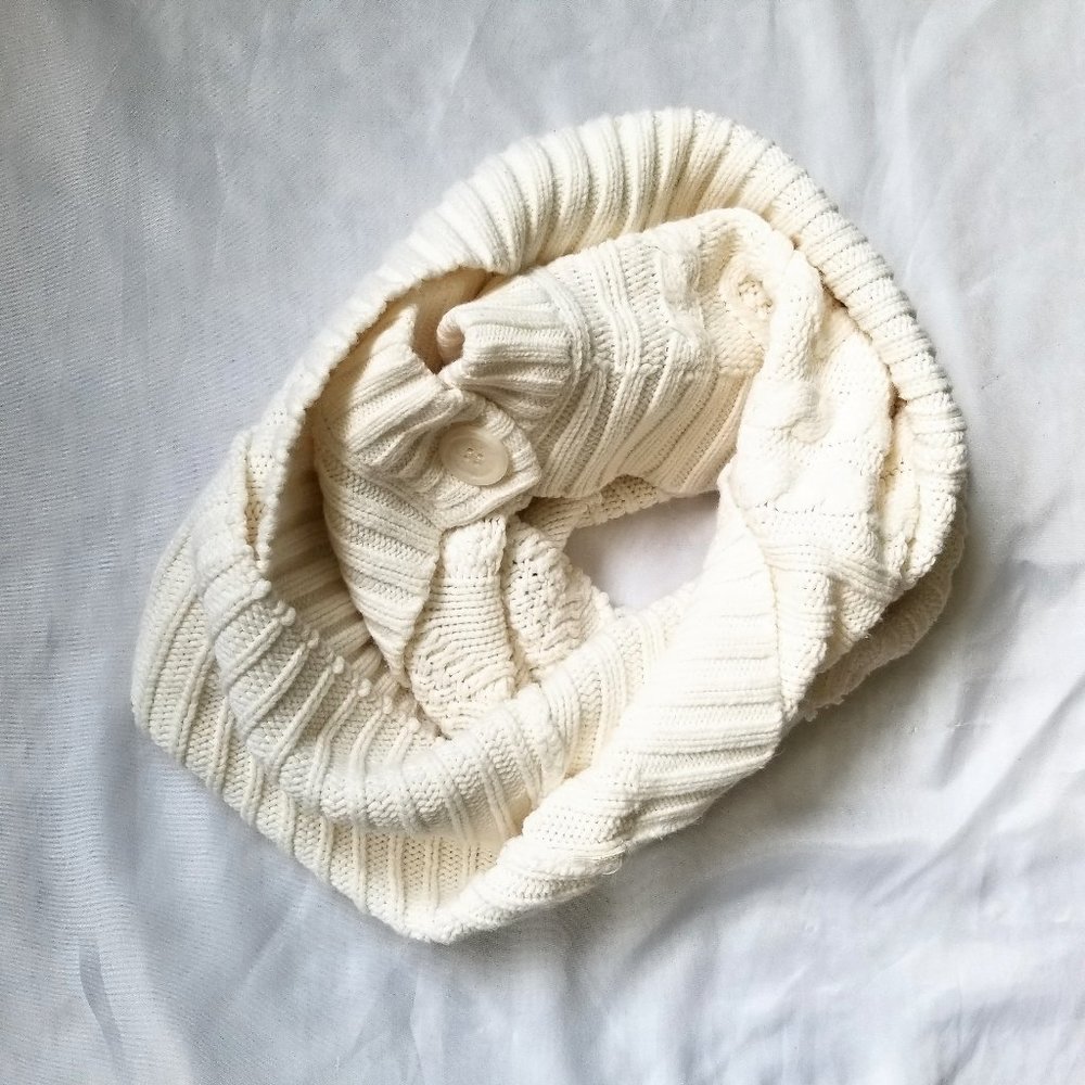 Upcycled Cream Cable Knit Infinity Scarf
